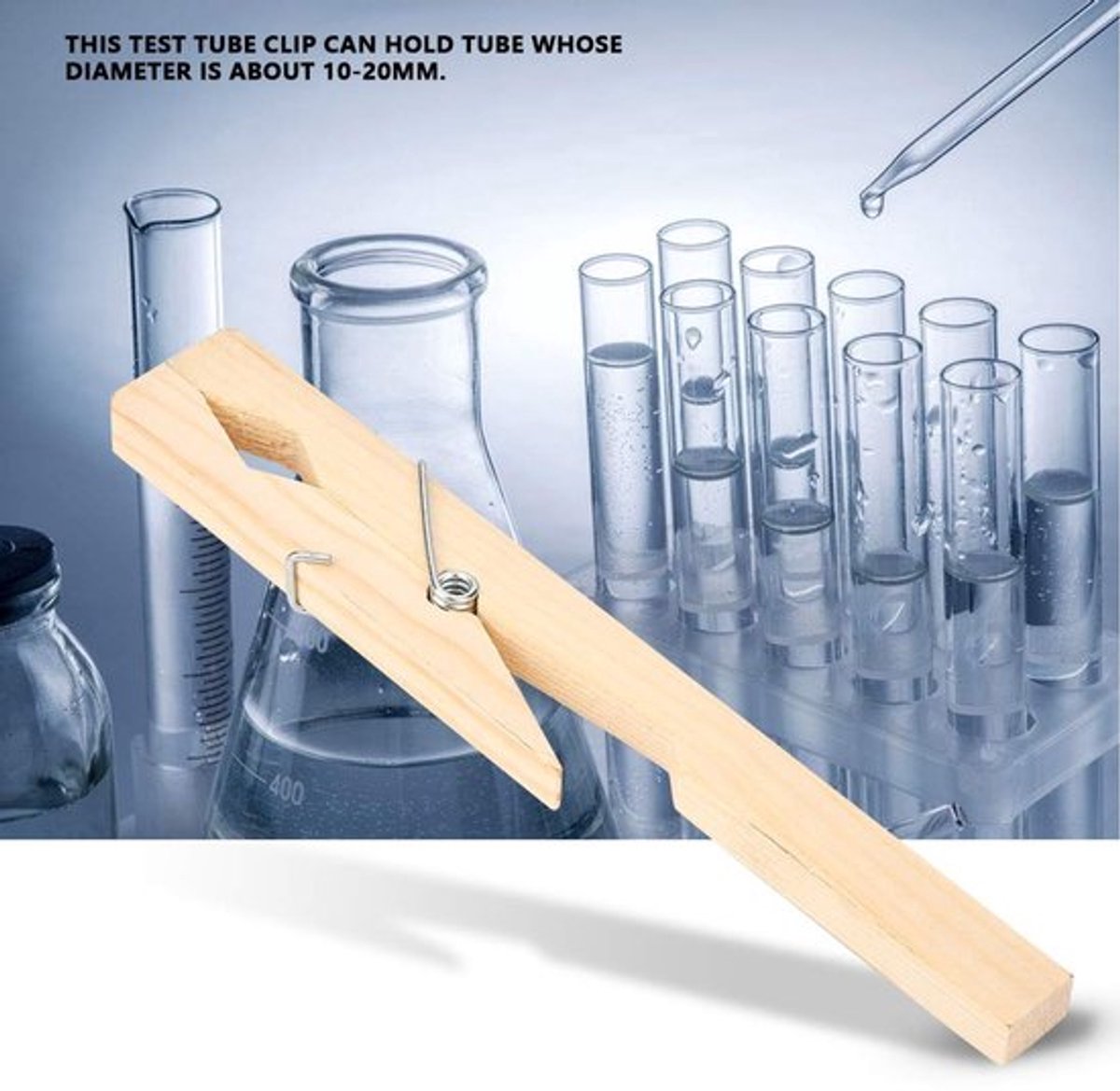 Reageerbuisclip Hoge Sterkte - Houten Klem - Slijtvast - 10 Stuks - Voor Experimenten - Diameter 10-20 mm - Reageerbuishouder