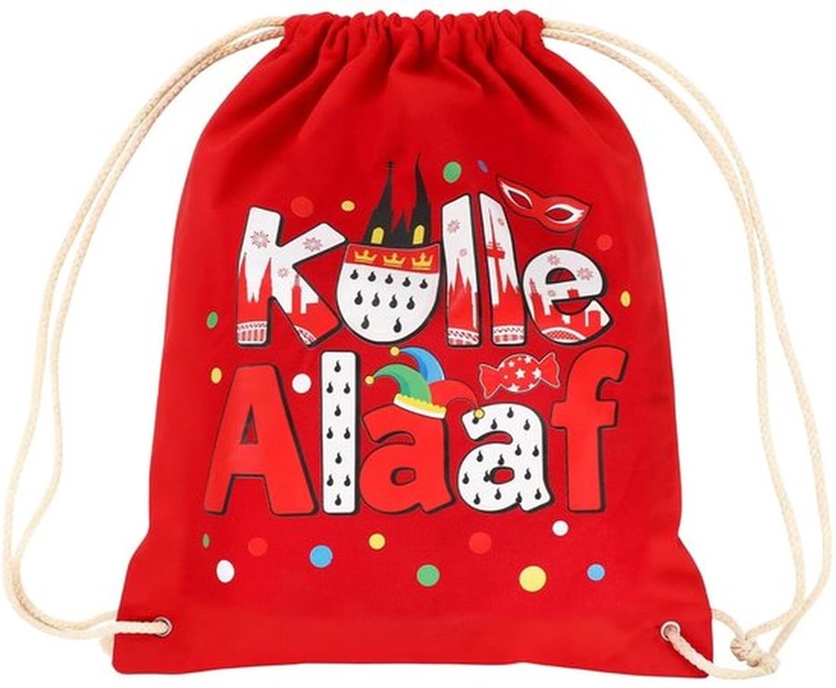 Gymtas Kölle Alaaf - Rugzak Dames/Heren - Duurzaam 99% Katoen - Ruim met Diepe Zakken - Hoogwaardige Touwen - Cadeau voor Carnaval