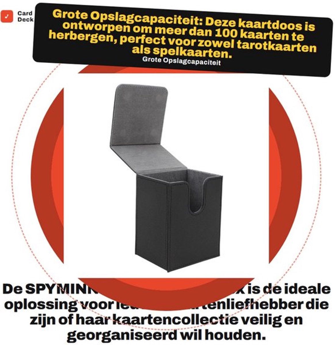 Kaartendekdoos Met Magnetische Sluiting - Multifunctionele Kaartopslag - PU Leer - Geschikt Voor Meer Dan 100 Kaarten - Afmetingen 80x93x121mm - Kaartdoos