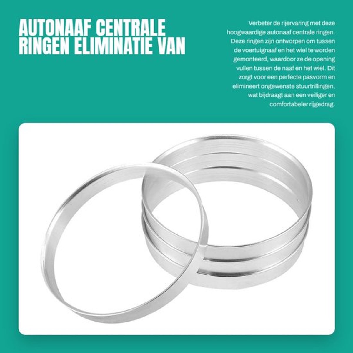 Autonaaf Ringen 4 Stuks - Aluminiumlegering - Binnendiameter 72,6 mm / 74,1 mm - Goede Pasvorm - Eliminatie Stuurtrillingen - Nauwkeurig Vervaardigd - Naafringen