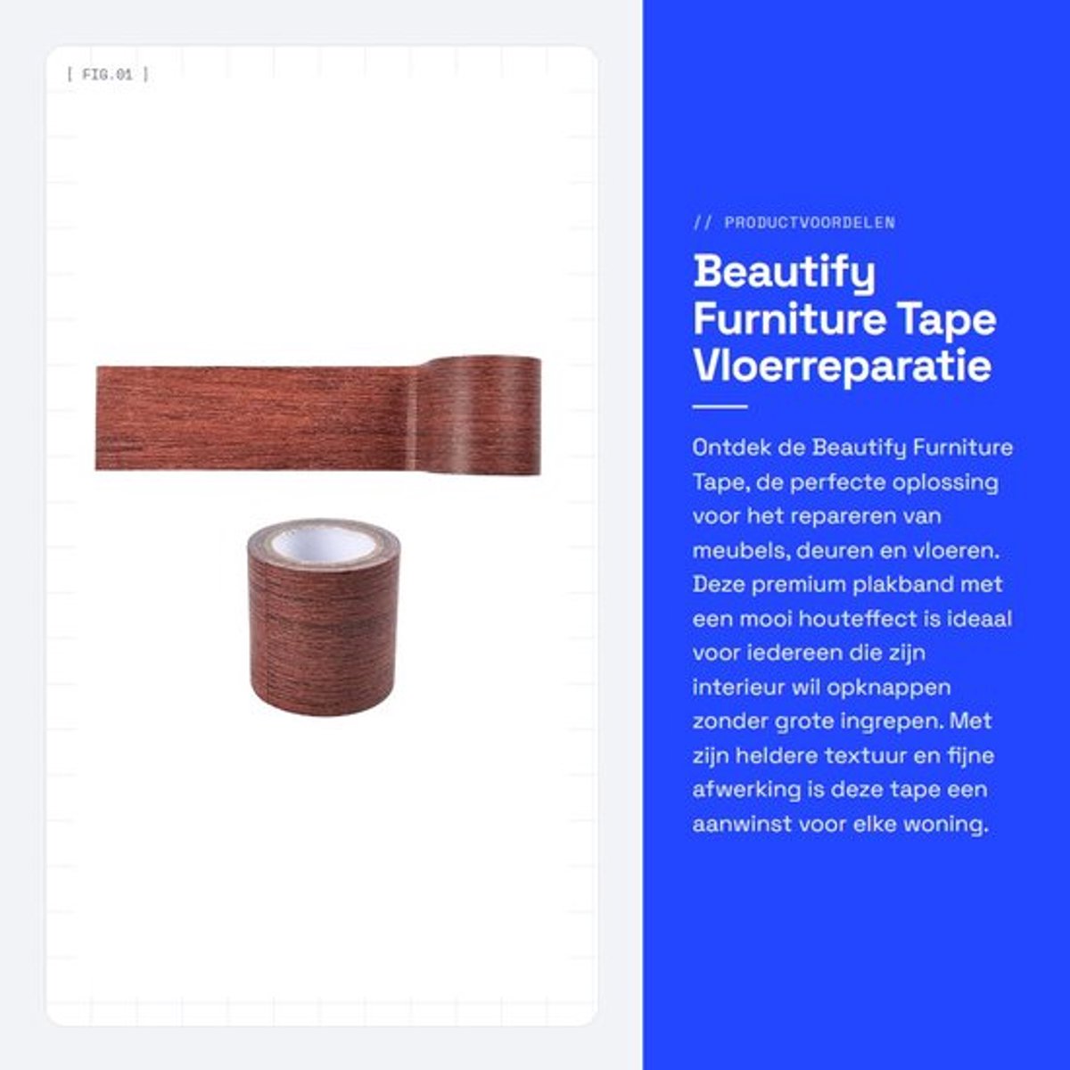 Meubelreparatie Tape - Houtnerf - 4,57 m lang - 5,7 cm breed - Meubel Reparatieset - Ideaal voor krassen en beschadigingen - Houtnerftape