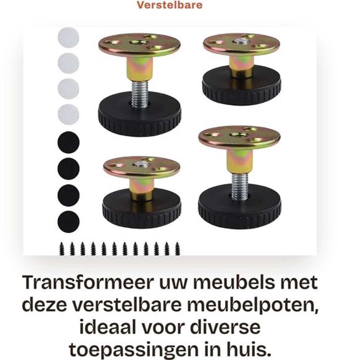 Meubelpoten Verstelbaar 27-40 mm - Set van 4 - Dempingspads - Montageaccessoires - Geschikt voor Kast/Bedvoet/Bank/Tafels - Meubelsteunen