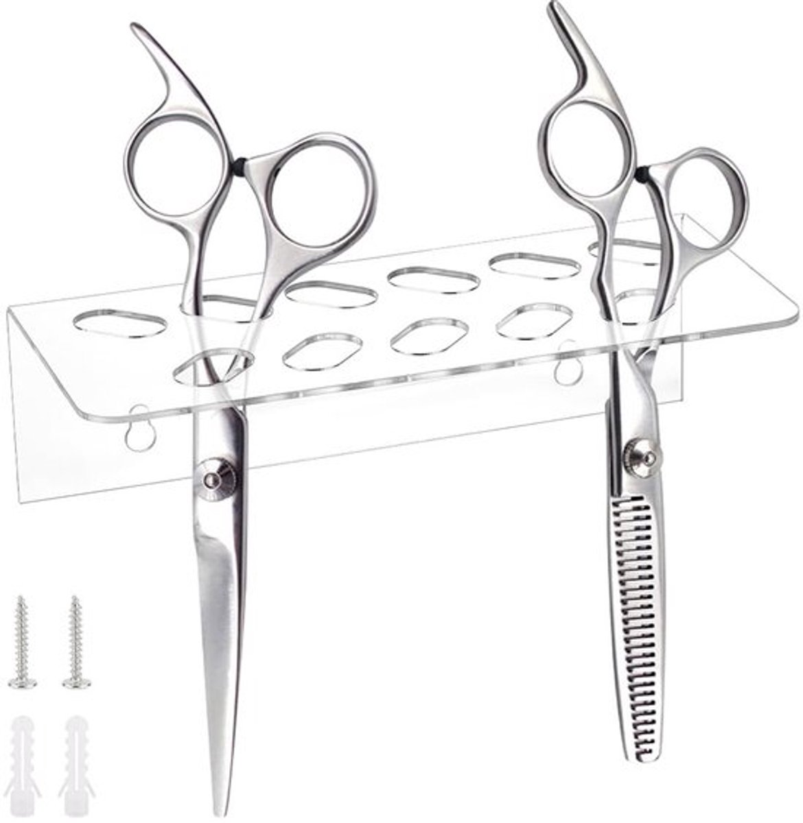 Schaarhouder 2 Stuks - Wandmontage - Transparant Acryl - Organizer voor Kappers - Salon Tool Hanger - Afmetingen 88x190x58 mm - Schaarrek