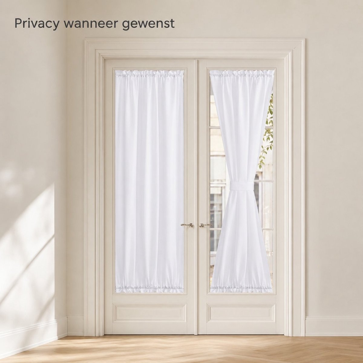 Arvion Transparant Deurgordijn 70x180 cm Wit - Lichtdoorlatend Raamgordijn met Bindkoord en Roedeopening, 1 Paneel