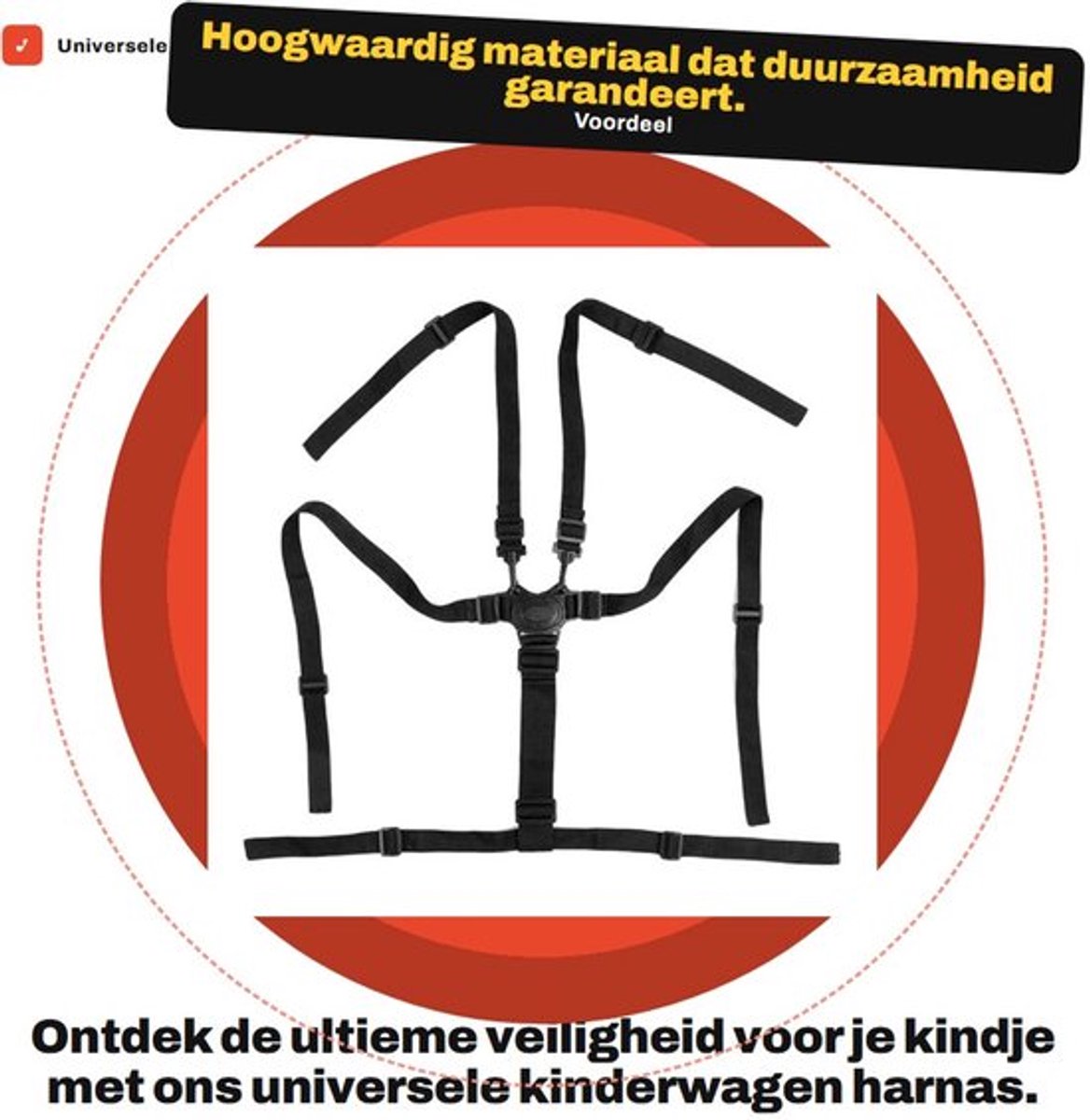 Universele Kinderwagen Harnas - Veilige Bescherming - Roterende Veiligheidsgordel - Geschikt voor Babyzitje en Elektrische Fietsen
