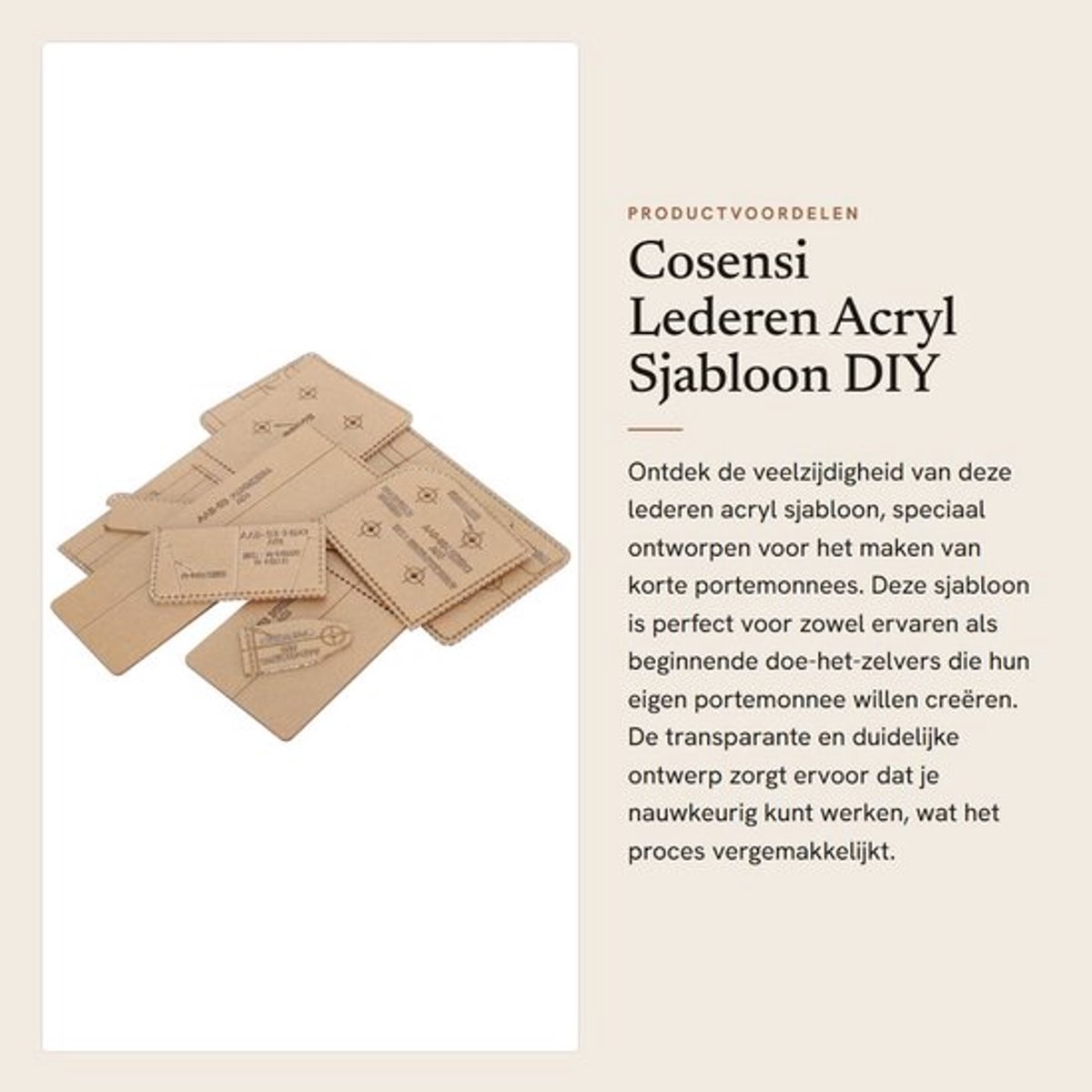 Portemonnee Sjabloon Set - Acryl Stencil voor Korte Portefeuilles - Transparant en Nauwkeurig - Schokbestendig - Handig in Gebruik - Hoogwaardige Materialen - Portefeuille