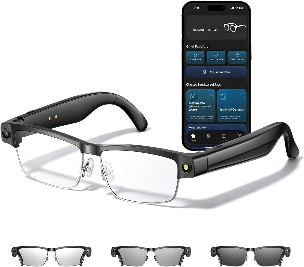 SnelShoppen - AI Smart Glasses met 4K HD Camera, 800W Anti AI Smart Camera, Videorecorder, Vertaling, A-I Lens Identificatie, ChatGPT Integratie, Foto
