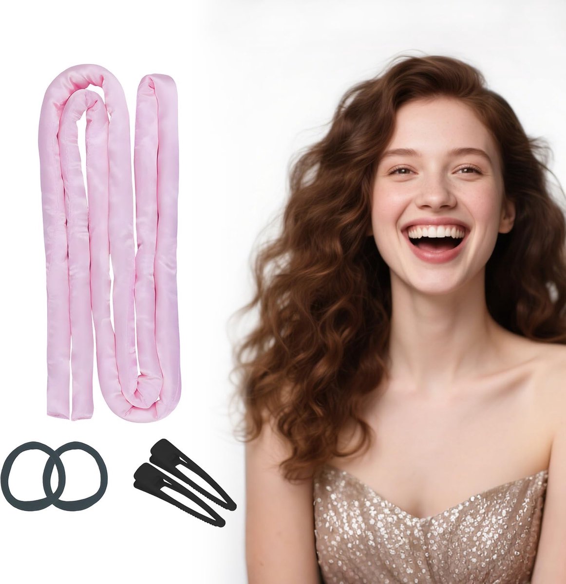SnelShoppen - Heat-Free Curl Set voor Nachtkrullen, Verstelbare Flexibele Krulstaven, Comfortabele Slapende Krullen voor Lang & Kort Haar, Zachte Haar