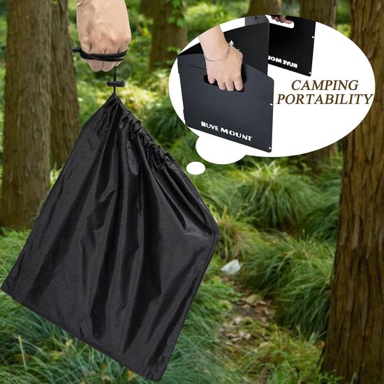Opvouwbaar Camping Fornuis Windscherm met Opbergtas - Stalen 4 Platen Voor buiten Koken, Wandelen, Picknick, Backpacken van Merkloos — afbeelding 4