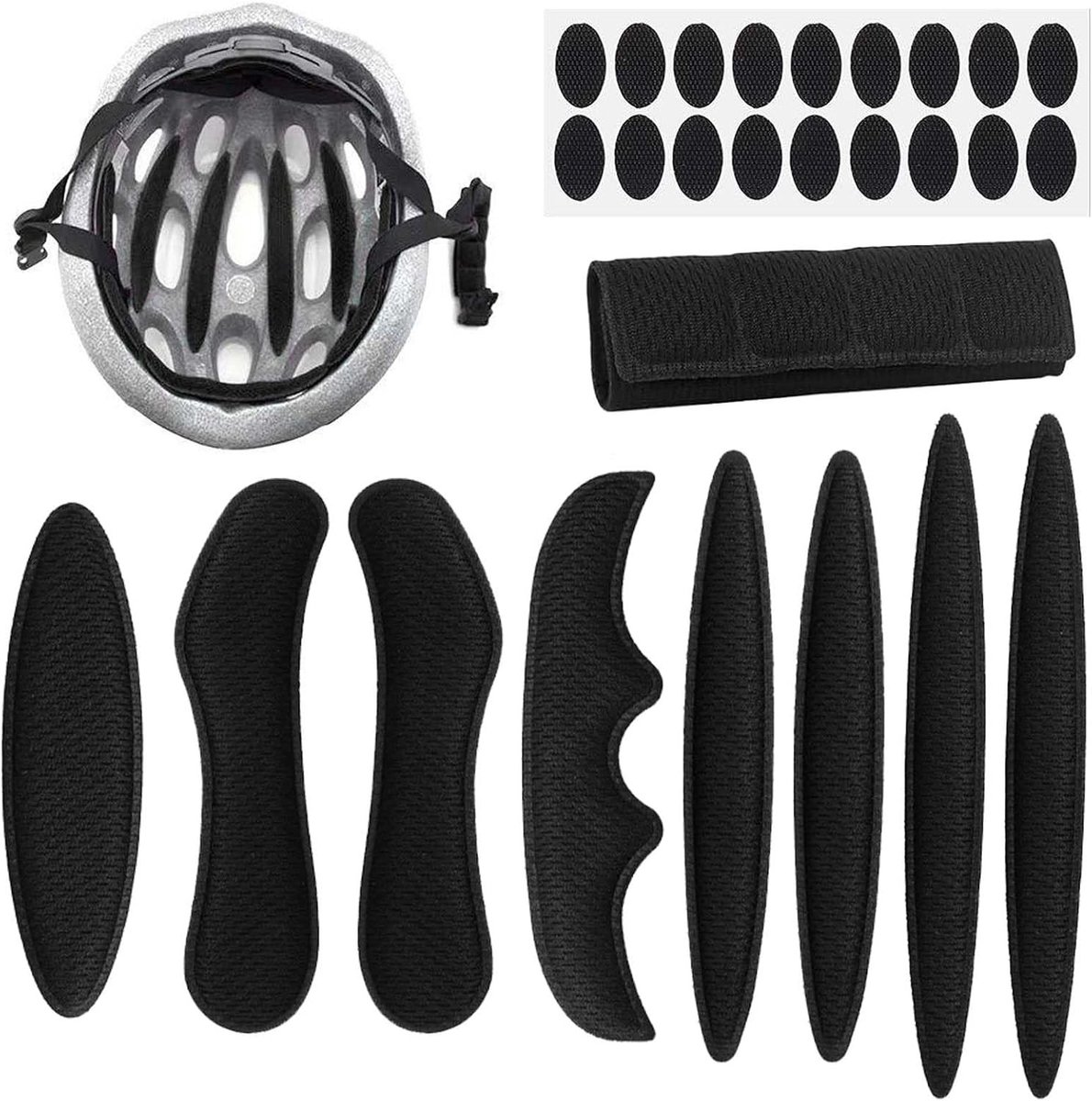 Fietshelm Bekleding - Schuimkussens Helm - Veilig Fietsen - Geoptimaliseerde Schokabsorptie - 18x11x1 cm - Zwart