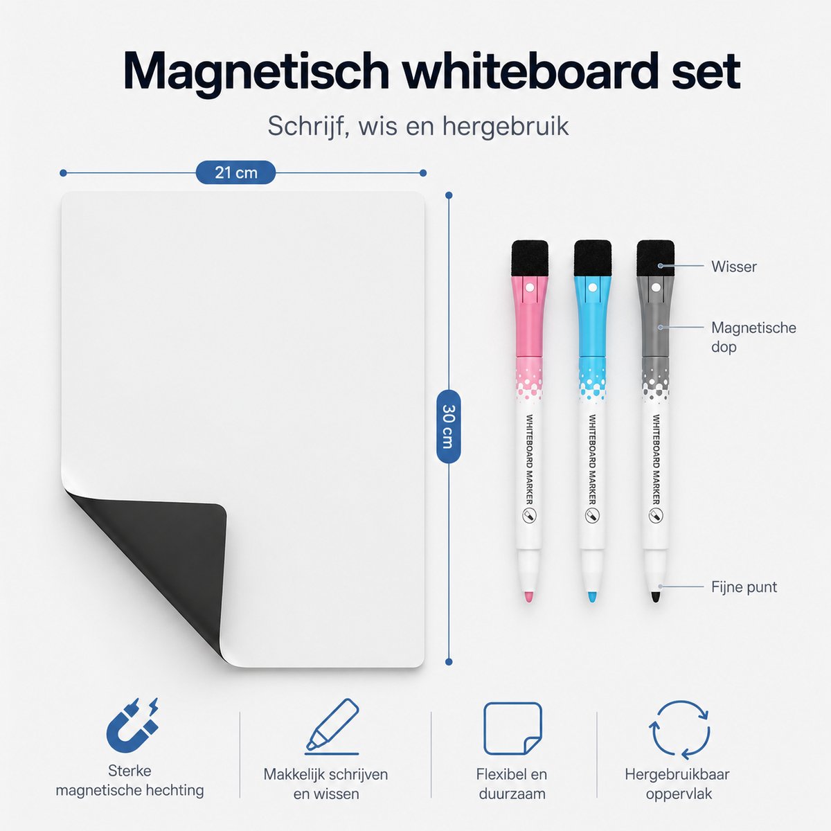 BOTC Magnetisch Whiteboard voor Koelkast - 23*30cm - Weekplanner - Memobord - Maandplanner - Wit — cadeau in Kalenders & Planners - foto 6