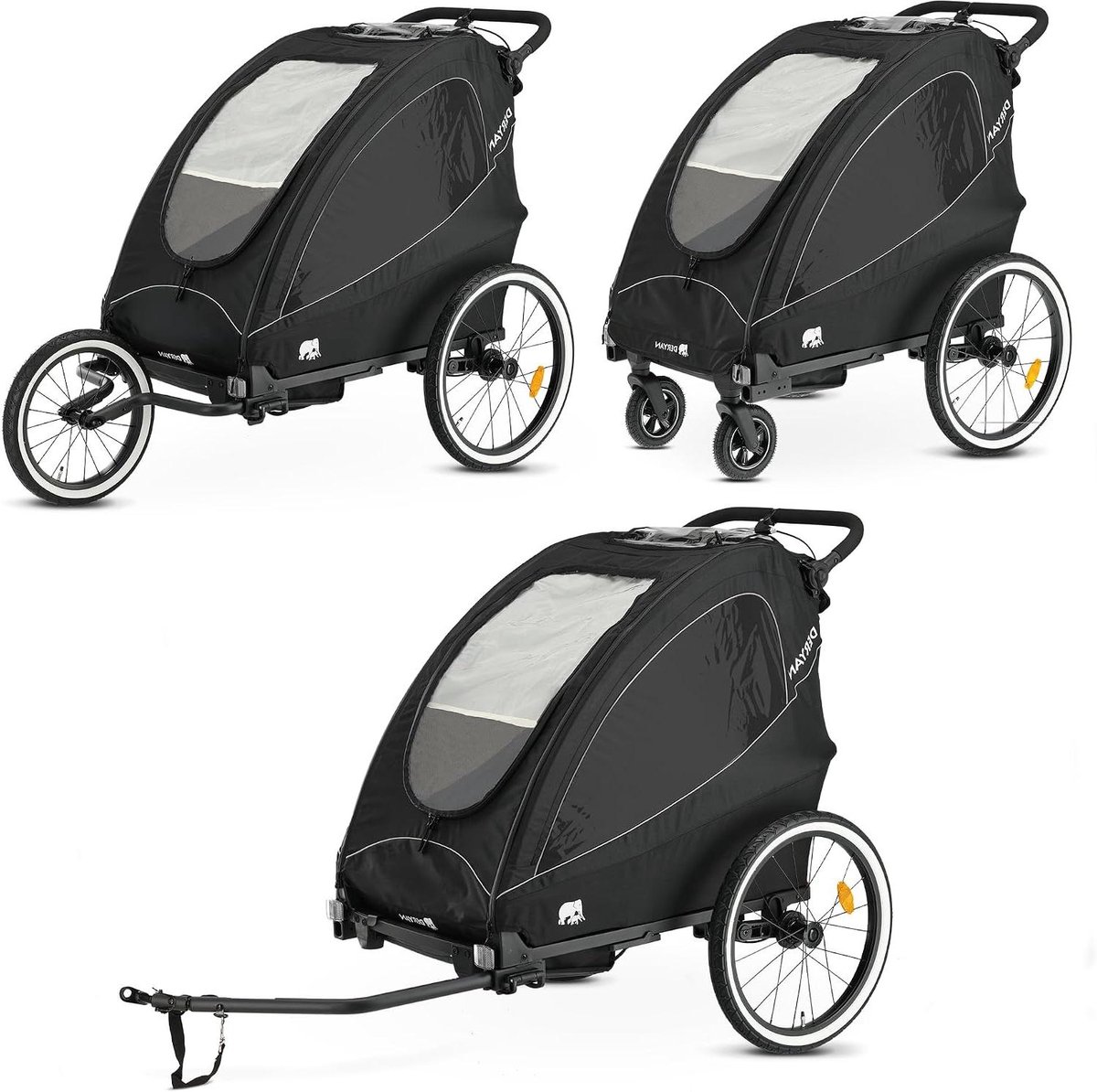 Fietsaanhanger Kinderen - Dubbele Kar - Actief Gezin - 3-in-1 Ontwerp - 2 Zits - Zwart