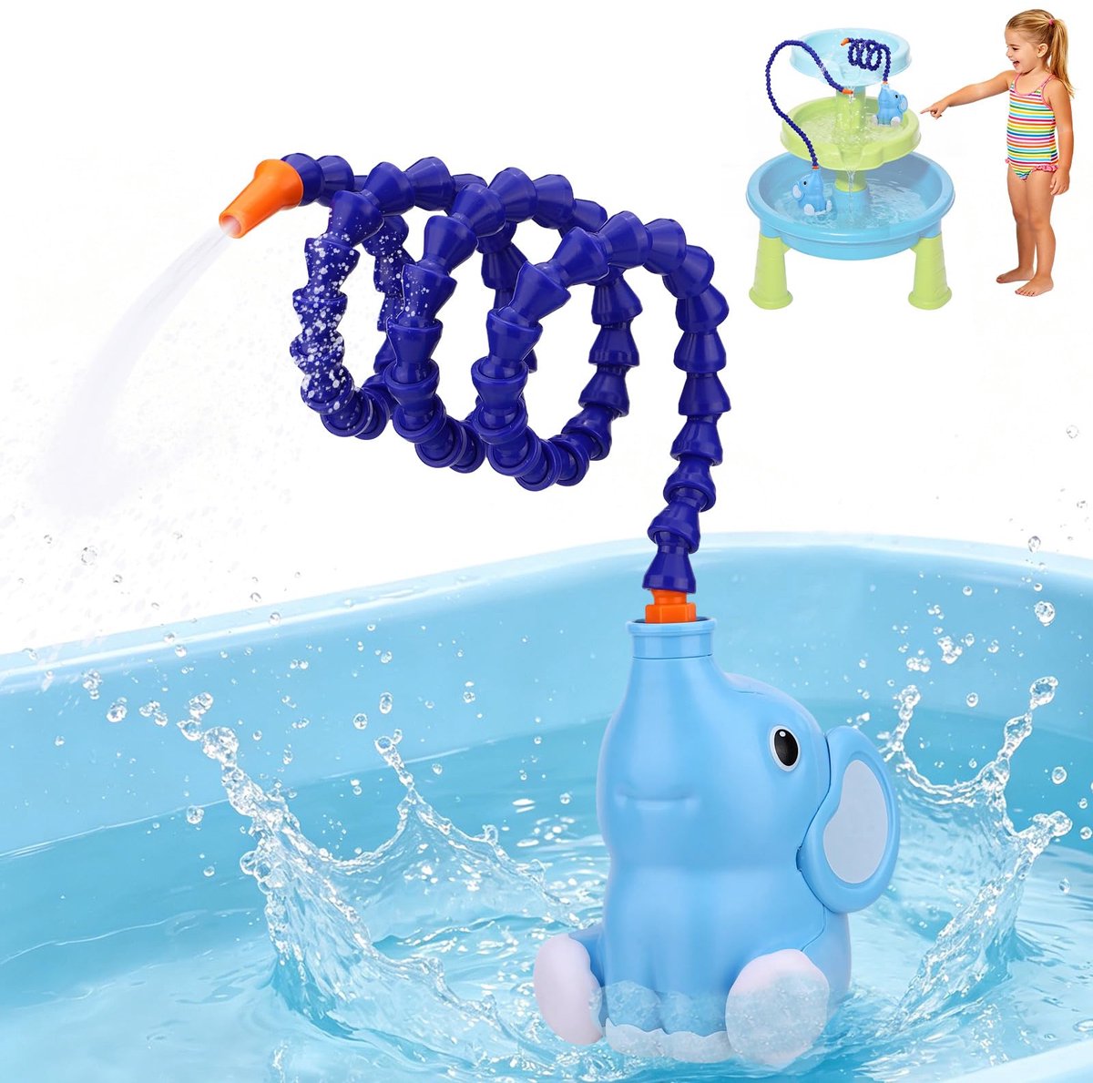 SnelShoppen - BTFO Waterpomp voor Grondwatertafel, Olifant Vorm Batterijgevoede Waterpomp Buitenspeelgoed voor Kinderen, Strand, Zwembaden, Parken en