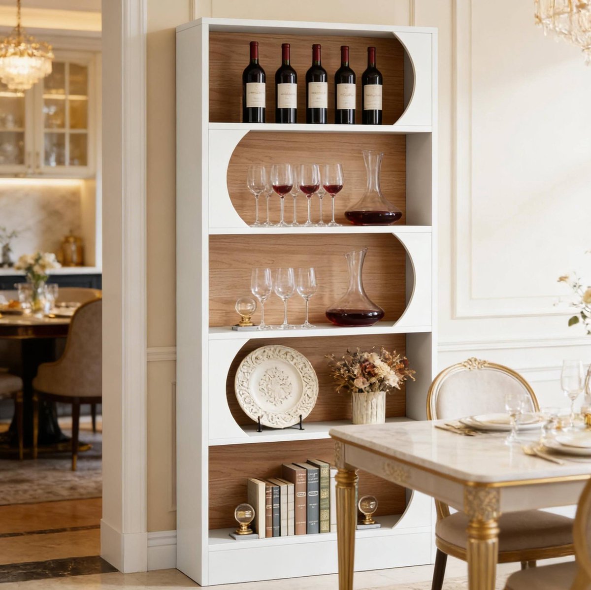 Boekenkast Vrijstaand 5 Niveaus - Open Indeling - 80 x 30 x 180 Cm - MDF - Wit - Voor Woonkamer En Studeerkamer - Met Kantelbeveiliging