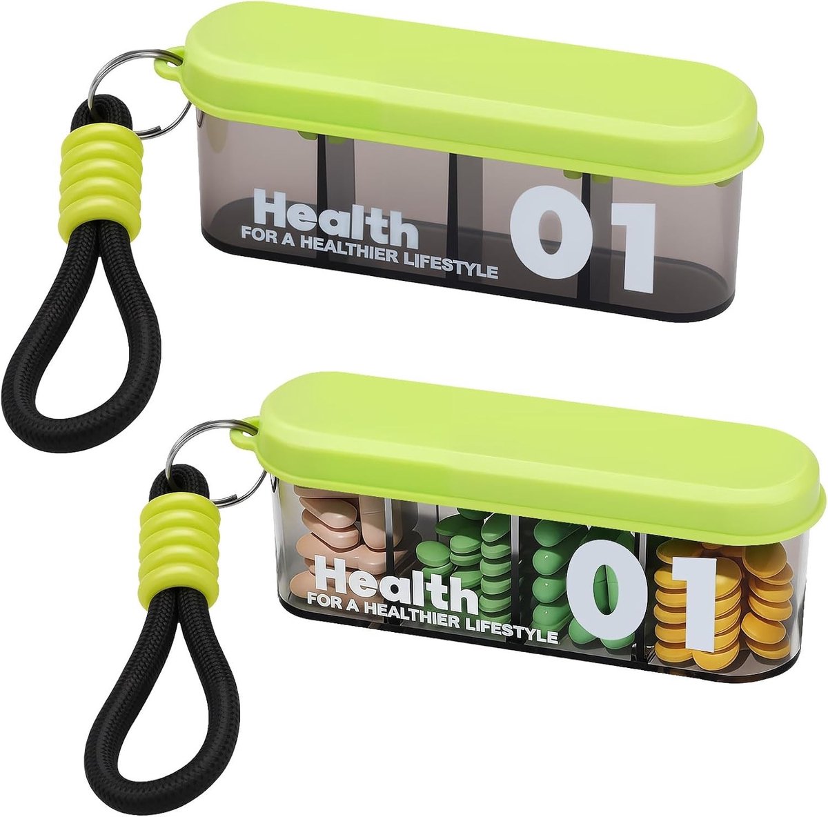 Reis Pillendoosje met 4 Compartimenten, Handige Organiser voor Vitamines, Capsules en Supplementen
