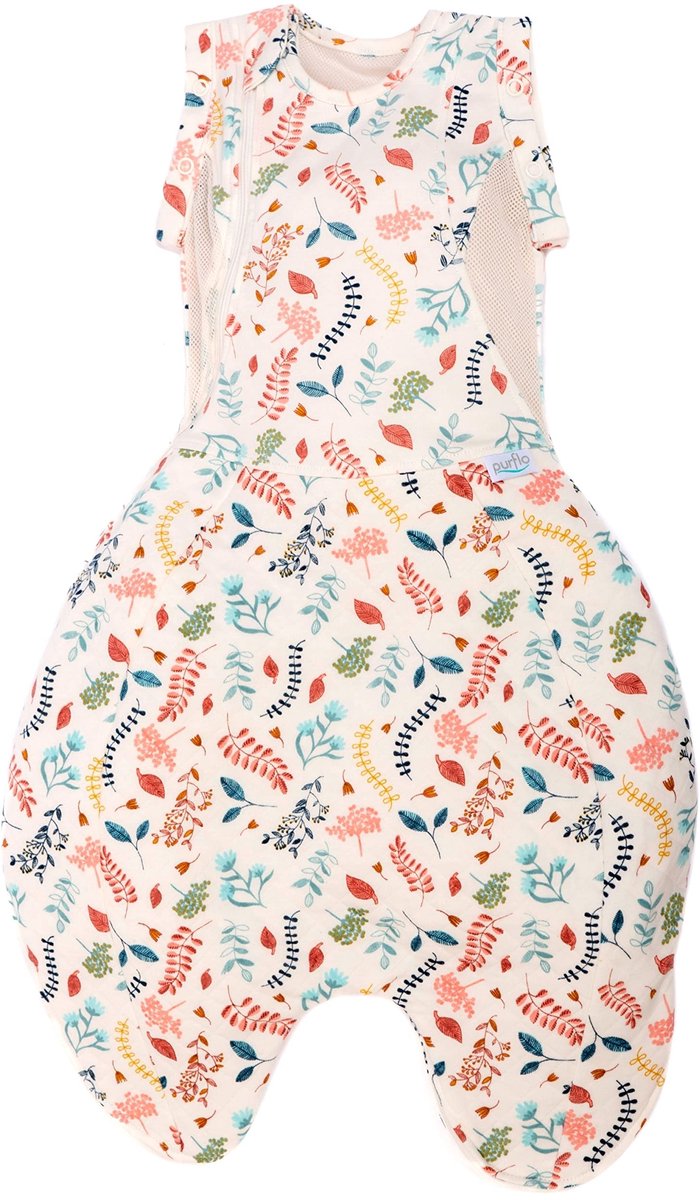 SnelShoppen - PurFlo Slaapzak - All-Season 2,5 TOG Baby Slaapzak 0-4 maanden - Ademend en Heup Gezond - Botanisch Design - Armen In of Uit Inbakeren