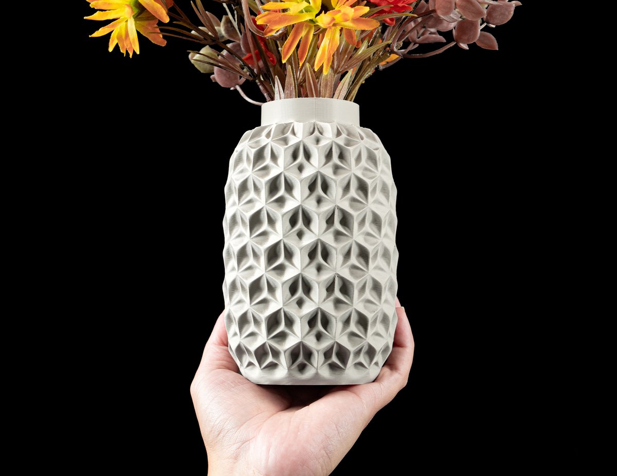 Skushy Vaas Trihex - Geschikt voor Bouwbloemen - Japandi Designvaas voor Droogbloemen en Kunstbloemen - Sculpturale Decoratieve Vaas - Moderne Woondecoratie