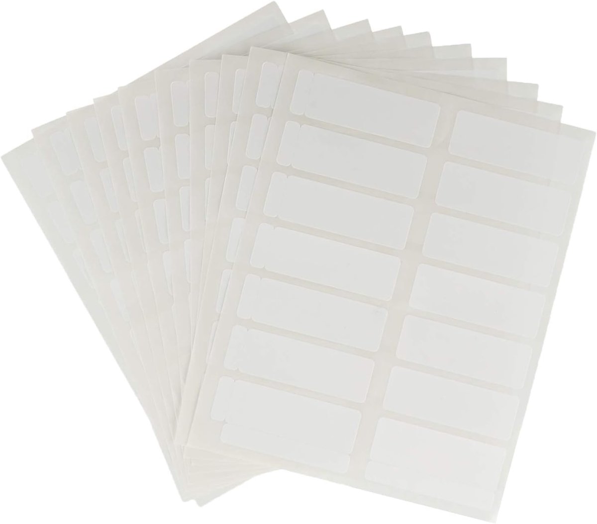 SnelShoppen - Pack van 10 vellen met 14 multifunctionele etiketten, formaat 52 x 18 mm, afgeronde hoeken, totaal 140 stuks, zelfklevend, permanent, sc