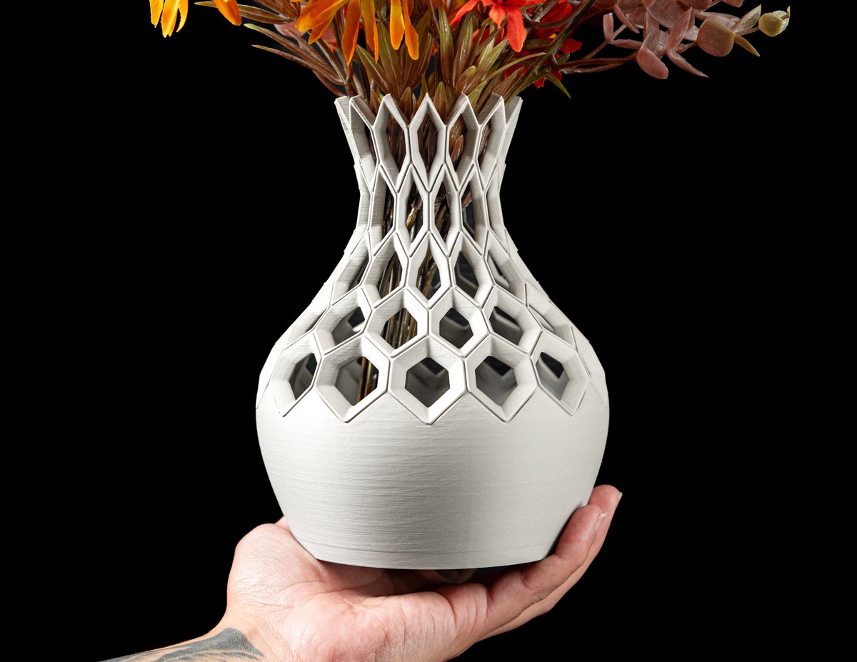 Skushy Vaas Hexa - Geschikt voor Bouwbloemen - Japandi Designvaas voor Droogbloemen en Kunstbloemen - Sculpturale Decoratieve Vaas - Moderne Woondecoratie