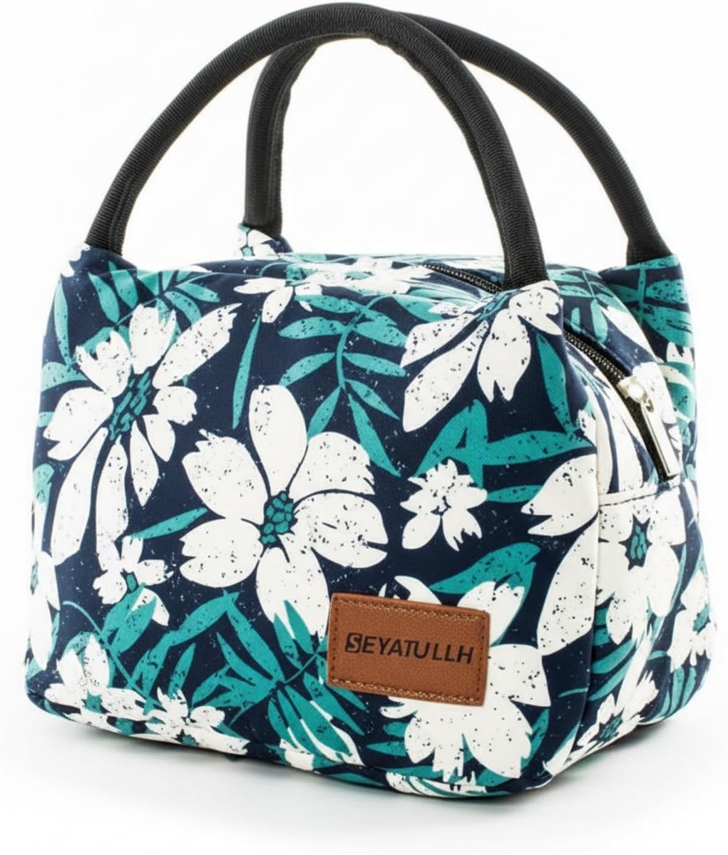 SEYATULLH Koeltas voor dames, draagbaar, lunchbox, koelbox, zacht, geïsoleerd, (minimalistische bloemen, S) - ShopVlot