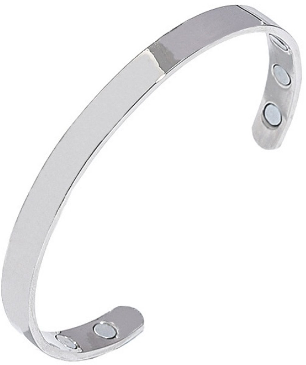 Daity 1 stuck – Magneet Armband – Originele magnetische therapie-armband voor dames en heren – Open armband van roestvrij staal: lichtgewicht en waterbestendig Zilver