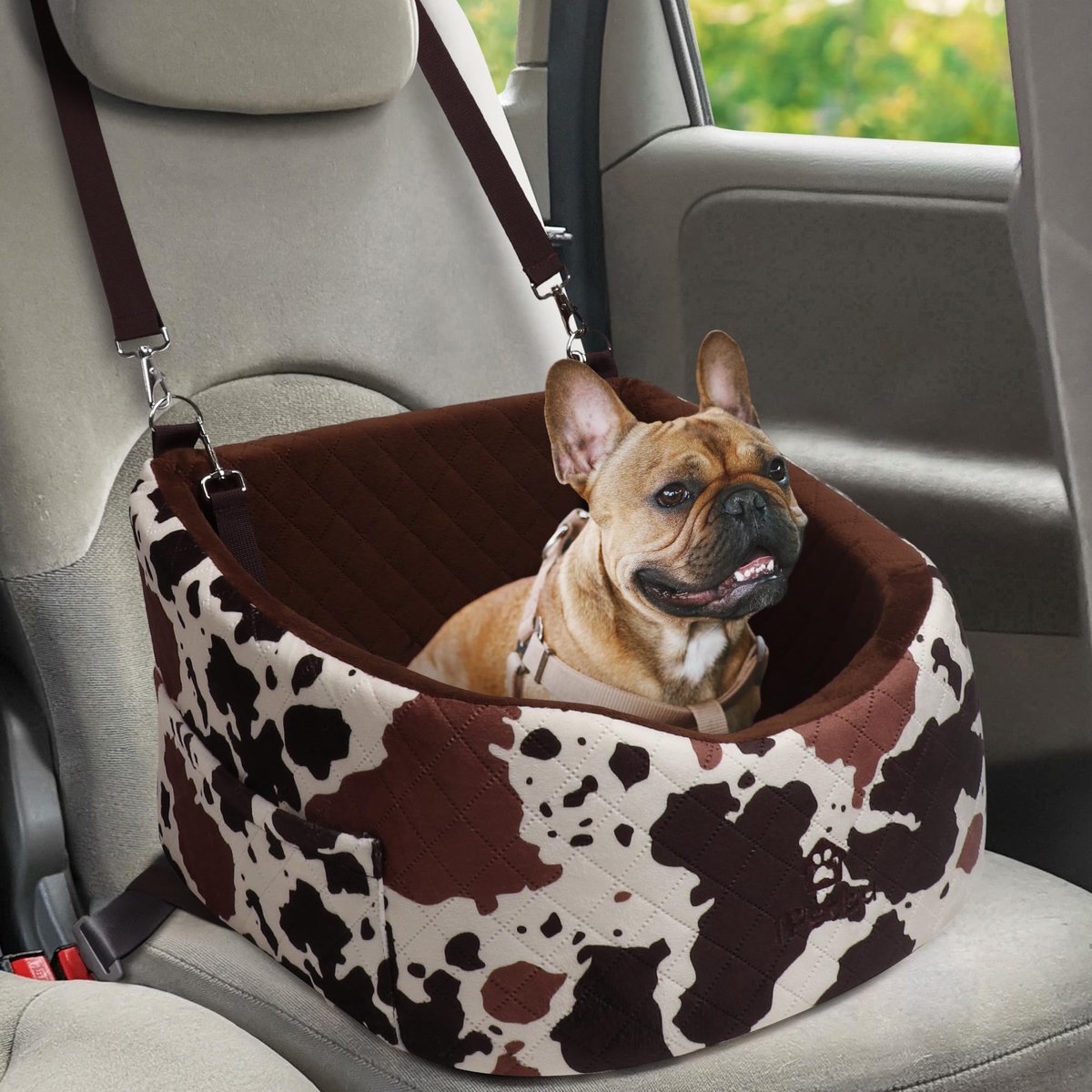 SnelShoppen - Hondenautostoel voor kleine en middelgrote honden, wasbaar hondenbed voor achterbank en voorstoel, ideaal voor lange ritten tot 15 kg