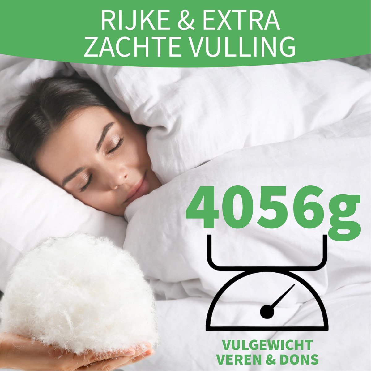 SnelShoppen - Welldora Dekbed 260 x 240 | 100% Zacht Donsdekbed | Allergievriendelijk, Oeko-Tex, RDS-keurmerk | Winterdekbed voor Comfortabel Slapen