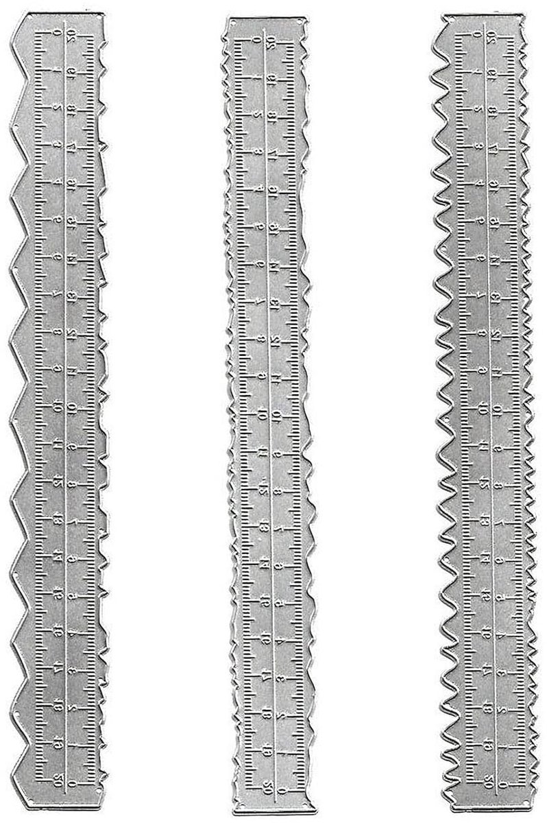 Irregulaire Snijliniaal Set van 3 Stuks, 22 cm Papier Scheurruler voor Golf- en Getande Randen voor Scrapbooking en Creatieve Decoratie