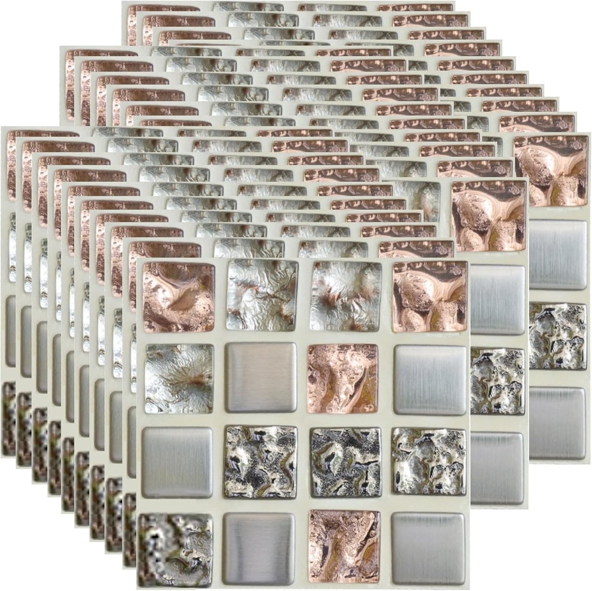30 Stuks Zelfklevende Mozaïek Tegel Stickers, 4x4 Inch Witte Patroon, Waterdichte Wanddecoratie voor Keuken en Badkamer, Eenvoudig aan te Brengen en Verwijderen