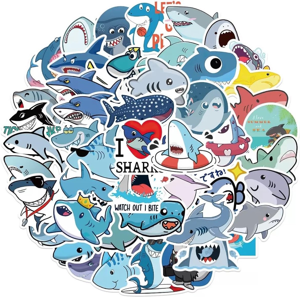 Set van 50 Waterdichte Graffiti Stickers met Zee Dieren voor Laptop, Fiets en Motorfiets - Perfect voor Kinderen en Creatieve Projecten