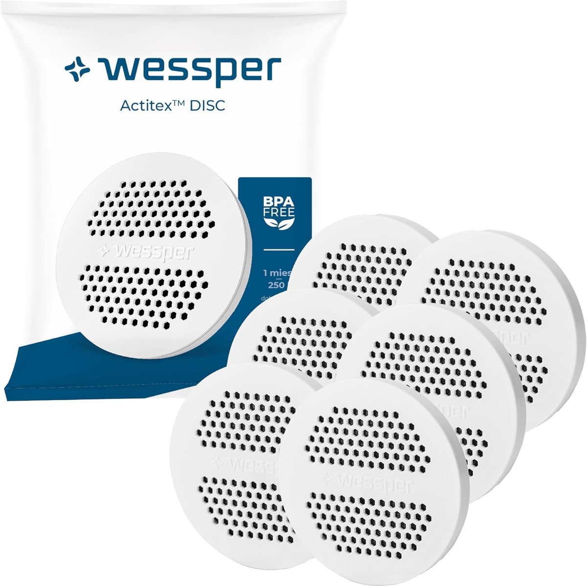 SnelShoppen - Waterfilter Disc voor Flessen en Kannen, Actieve Koolstof Vervangingen voor Brita Microdisc - 6 Stuks - Vermindert Chloor en Zware Metal