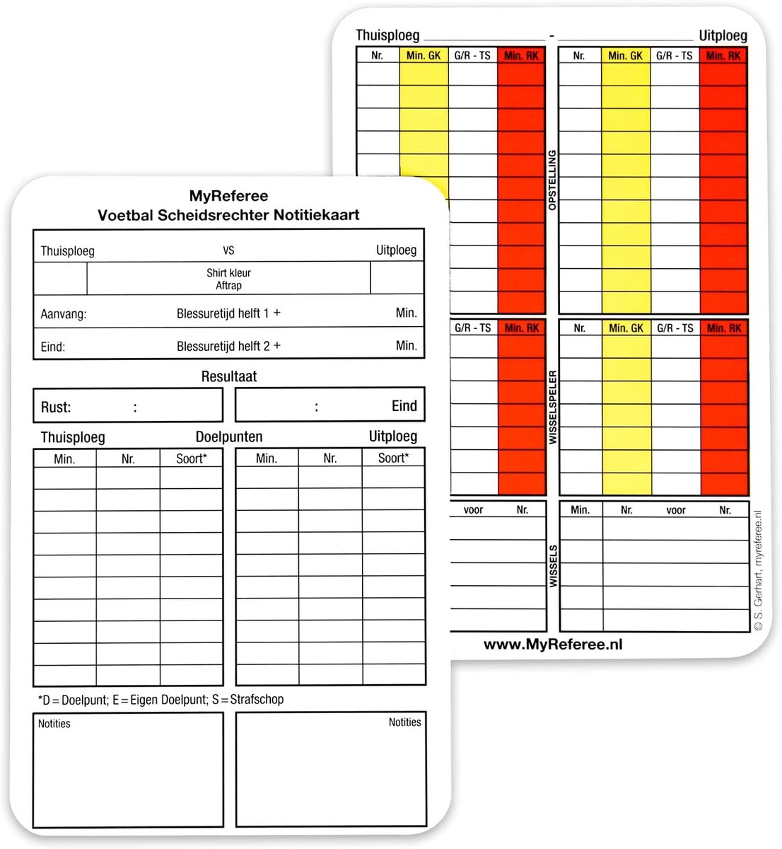 SnelShoppen - Football Scheidsrechter Notitiekaarten 100 Stuks - 12x8 cm - Rond Hoek - Inclusief 20 Porten - Ideaal voor Wedstrijden en Toernooien