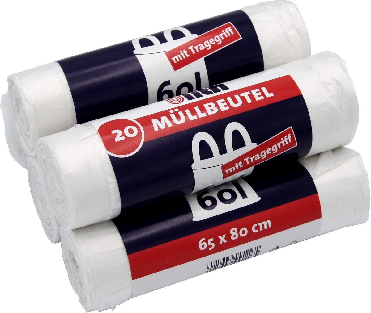 SnelShoppen - 100 Afvalzakken met Handvat, 60 Liter, Scheurvast en Vloeistofdicht, Recyclebaar, 5 Rollen van 20 Stuks, Ideaal voor Tuin, Keuken en Fee