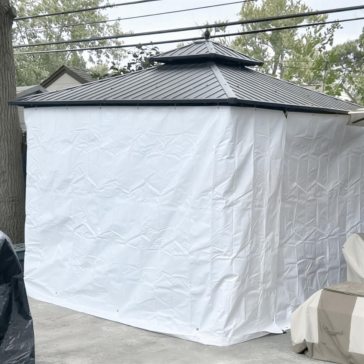 SnelShoppen - Wit waterdicht buitenzeil 4x4 m, polyethyleen dekzeil met oogjes, ideaal voor tuin, camping, paviljoen, zwembad, auto, boot, en houtbesc