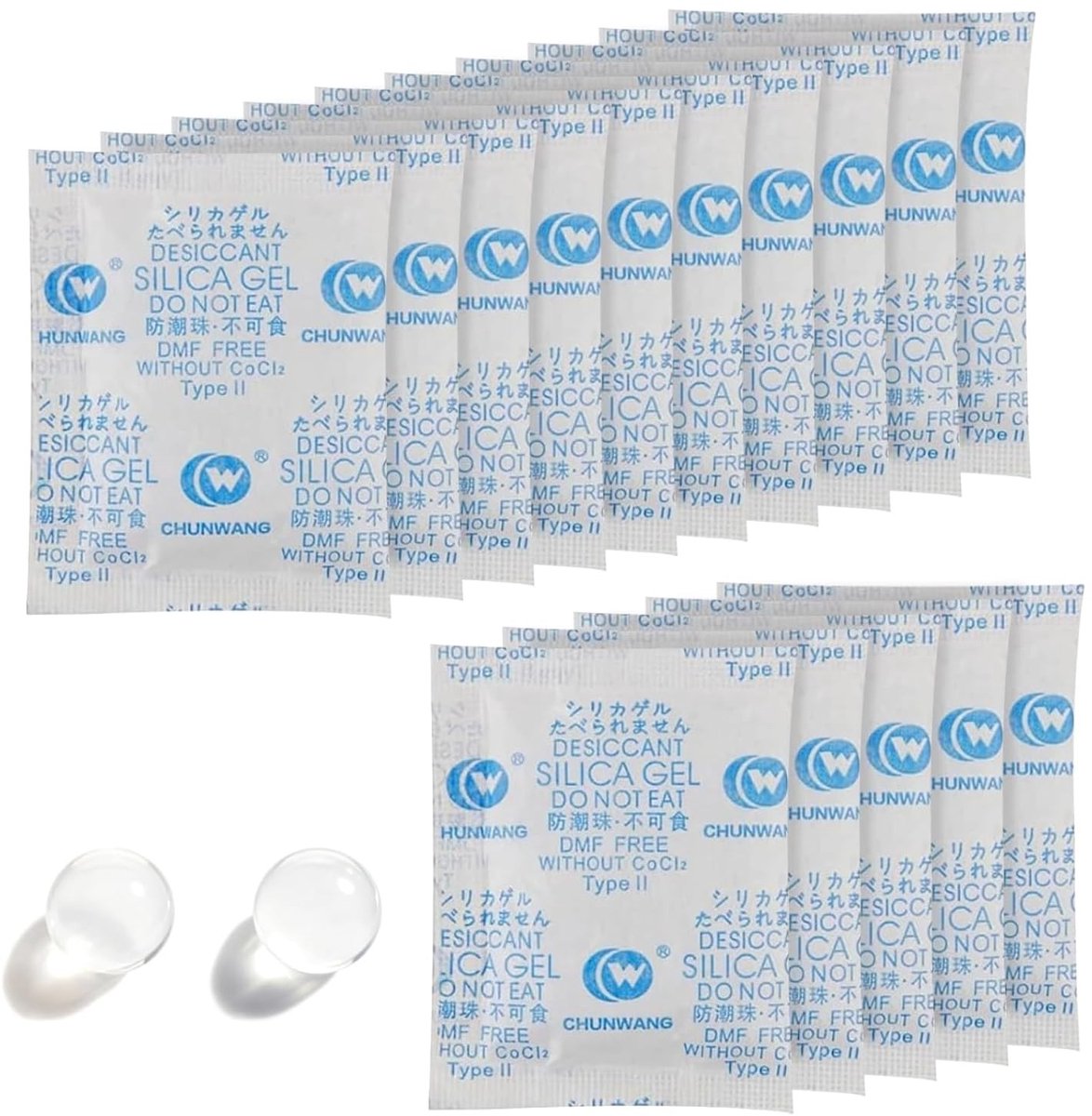 Vochtabsorberende Silica Gel Zakjes voor Voedsel en Kleding, 30g - 15 Stuks, Ideaal voor Opslag en Bescherming