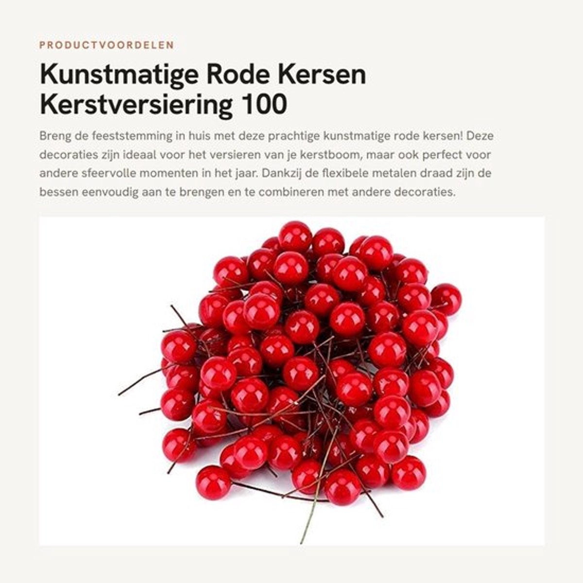 Kunstmatige Kersen 100 Stuks - Feestelijke Decoratie - Hulst Bessen - Opknoping Ornamenten