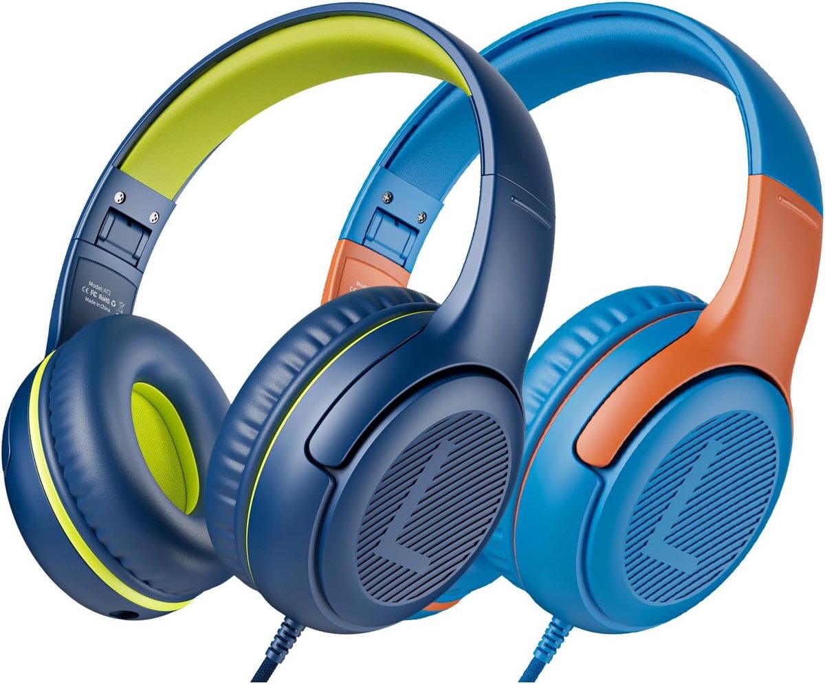awatrue Hoofdtelefoon voor kinderen, bekabelde peuter-hoofdtelefoon met microfoon, over-ear hoofdtelefoon, 85/94dB - ShopVlot