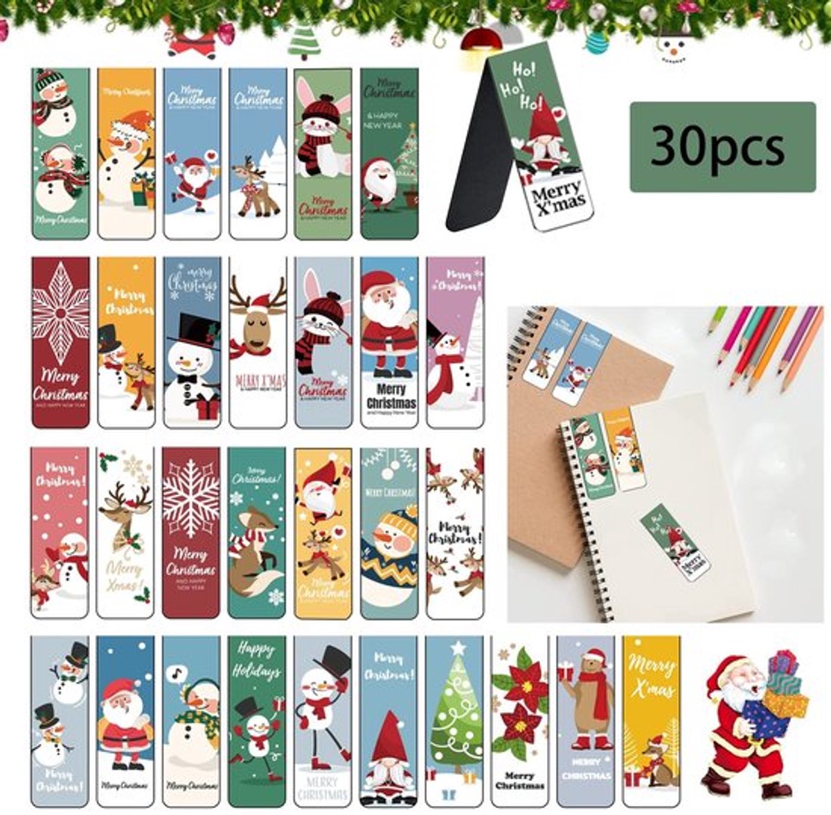 Boekenleggers Magnetisch - 30 Stuks - Kleurrijke Bladwijzers - Decoratieve Marker - Ideaal voor Lezers - Perfect Kerstcadeau