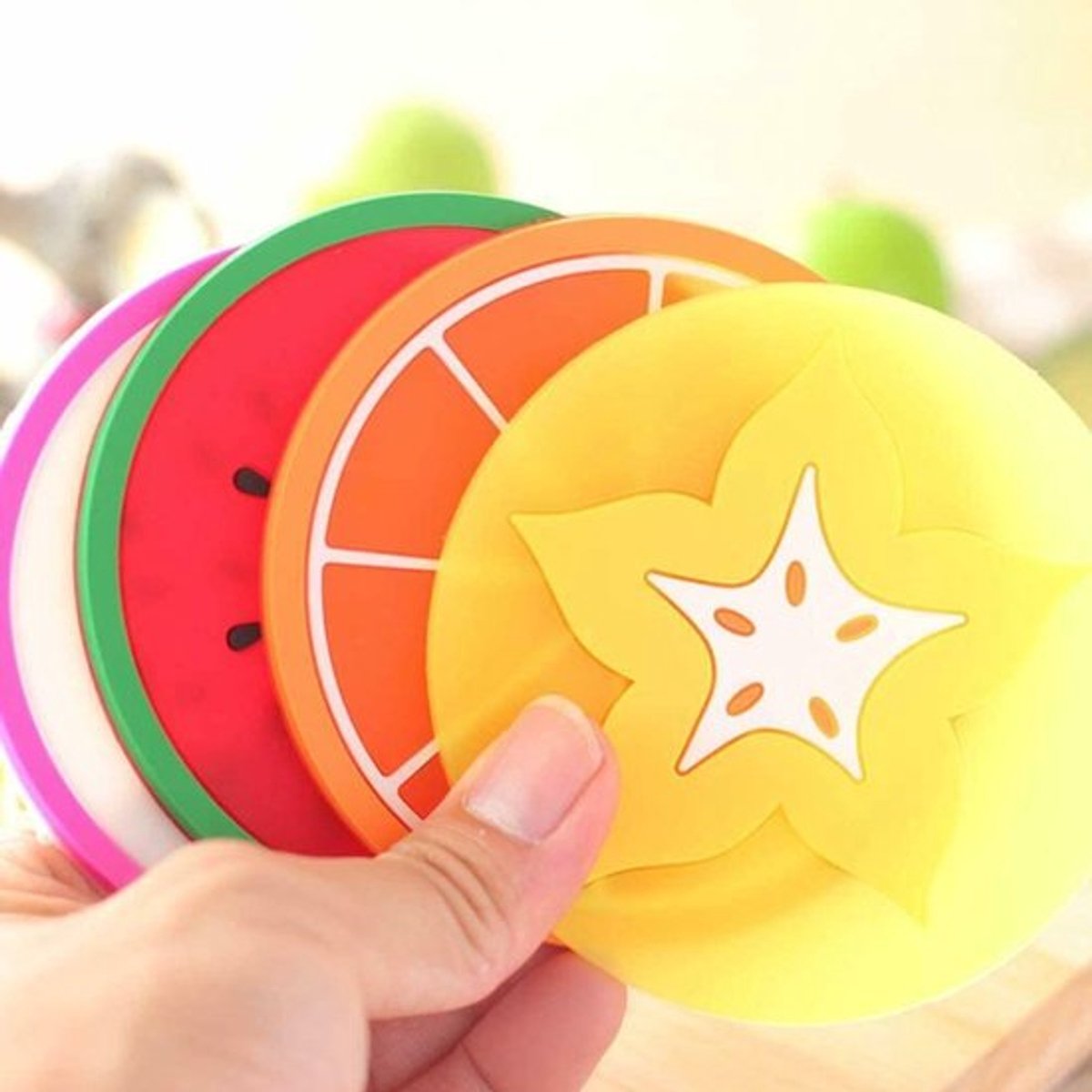Fruitonderzetter 14 stuks - Siliconen - Antislip - Hittebestendig - Onderzetters voor glazen - Diameter 8,6 cm - Creatieve patronen