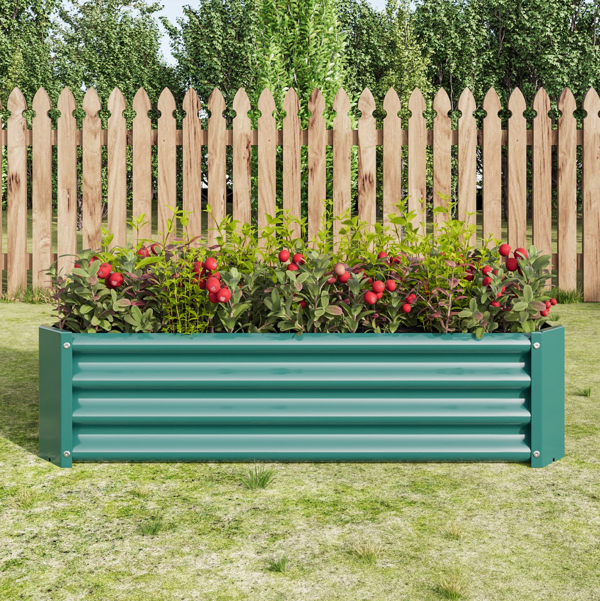 Moestuinbak Verhoogd Metalen Plantbed Zonder Bodem 120 x 60 x 30 cm Verzinkt Groen Voor Groente Kruiden Bloemen In Tuin Terras