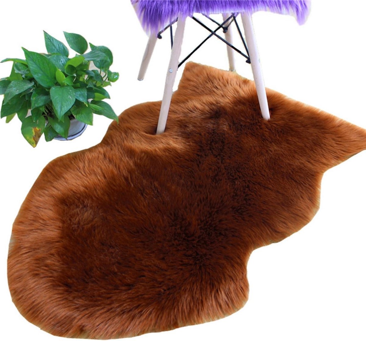 Zachte en Fluffy Rond Vloerkleed van Nepbont - Antislip Schapenvacht Tapijt voor Slaapkame