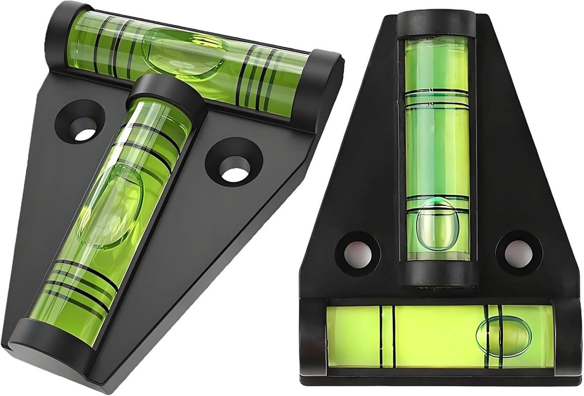 Waterpas Klein - Mini Waterpas - Camper Monteren - Magnetische Bevestiging - 2 Stuks - Zwart