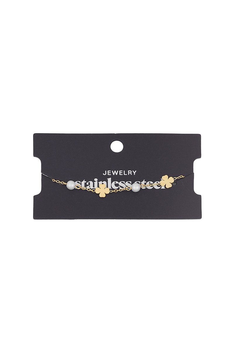 Klaver - Armband - Parel - Stainless Steel - - Zilver