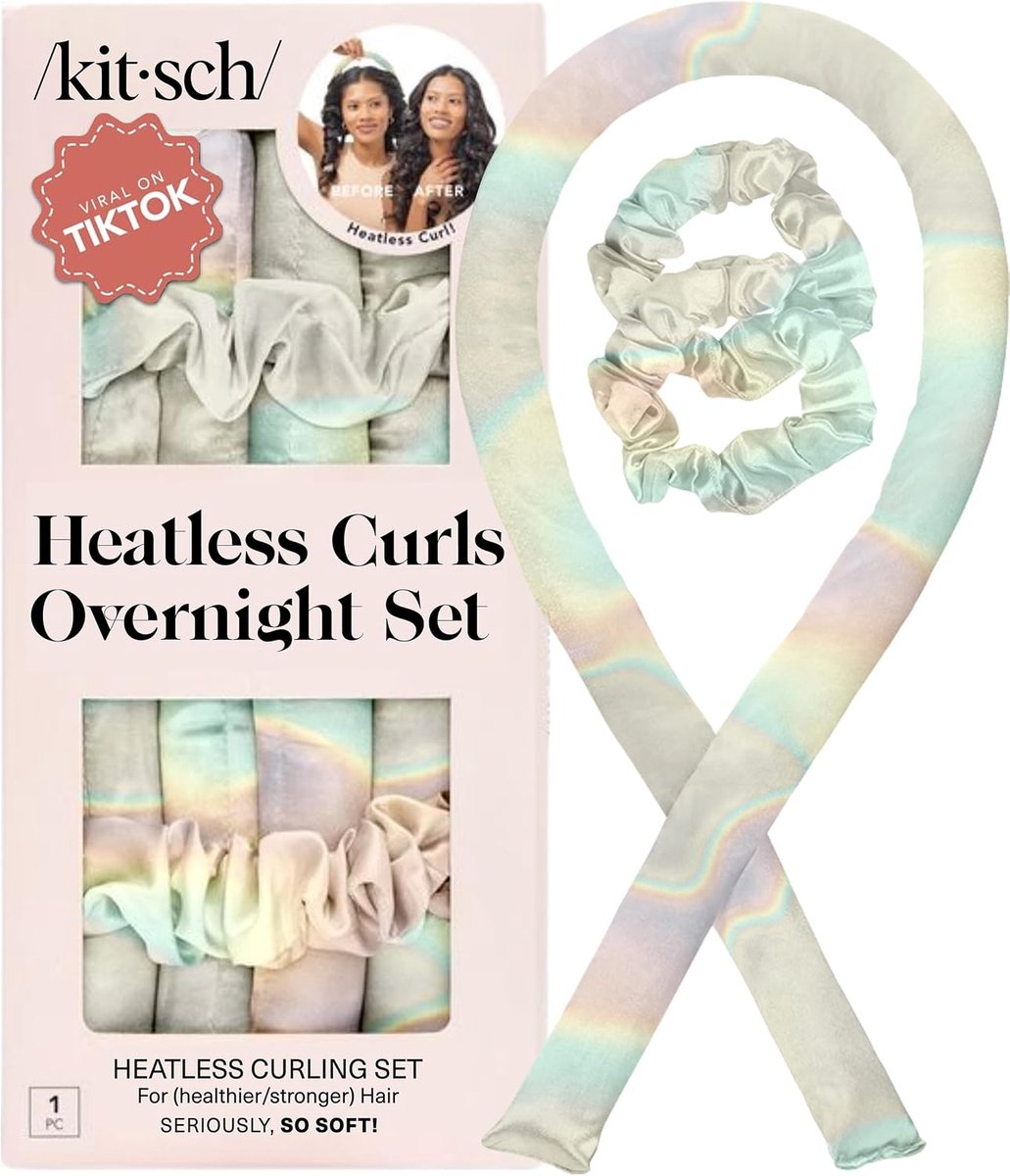 SnelShoppen - Kitsch Satijnen Krulset zonder Hitte - Haarkrullers voor 's Nachts, Zachte Krulstaaf, Hoofdband, Perfect voor Feestjes, Camping en Thuis