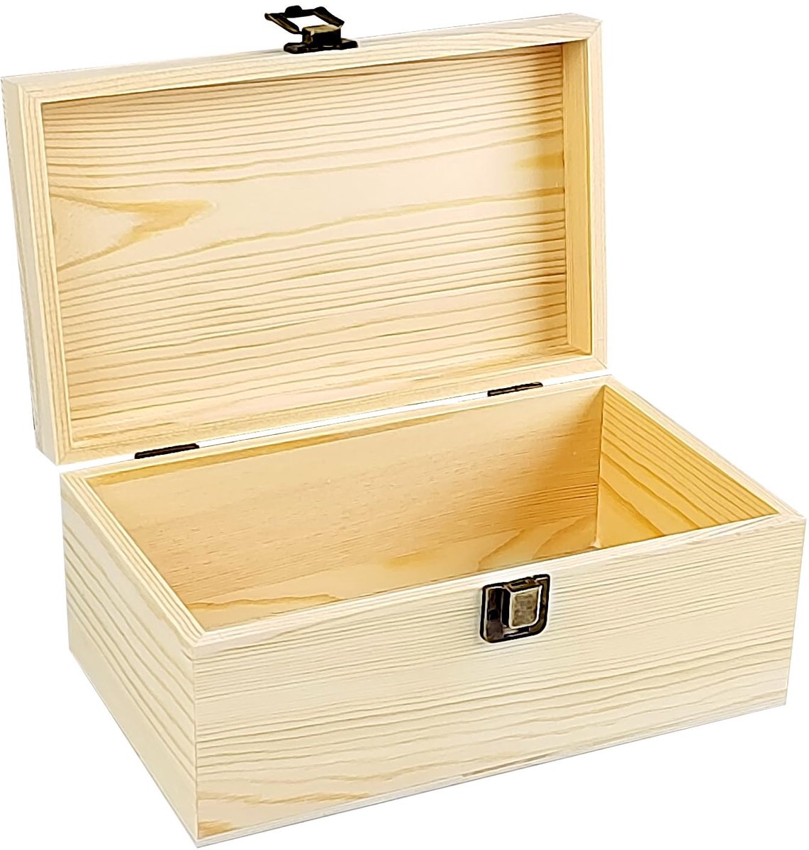 SnelShoppen - Houten Kist met Deksel 23,5x14x10 cm - Documenten, Foto's en Sieraden Opbergen - Natuurlijk Hout met Sluiting en Slot - Ideaal voor Fees