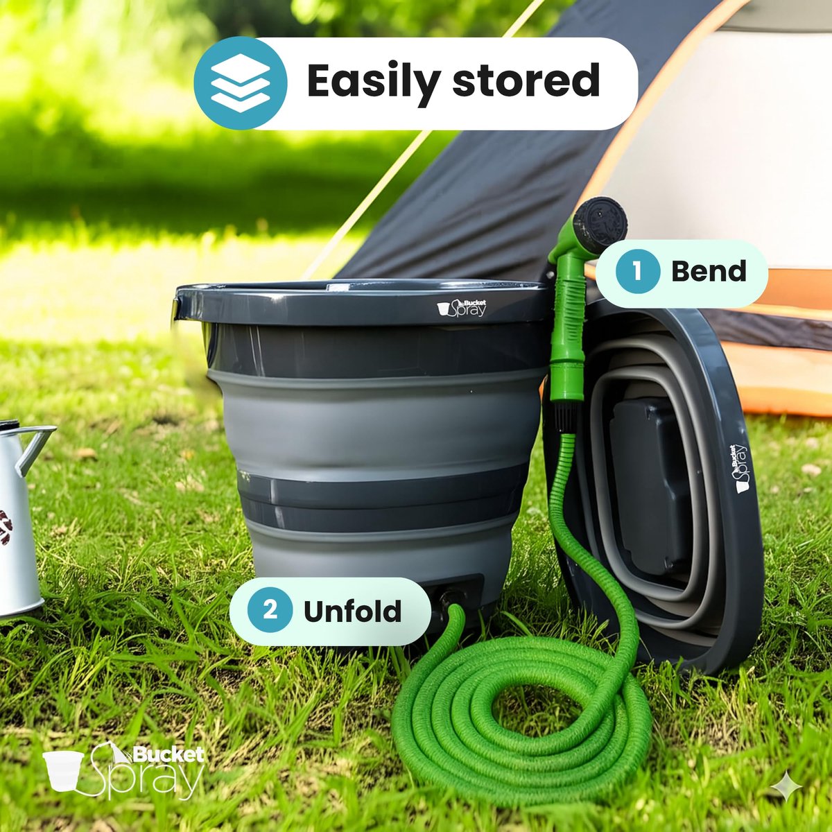 SnelShoppen - Bucket Spray Elektrische Sproeier 15 Liter - Draagbare Hogedruksproeier - Opvouwbaar en USB-oplaadbaar voor Auto, Camping, Tuin, Terras