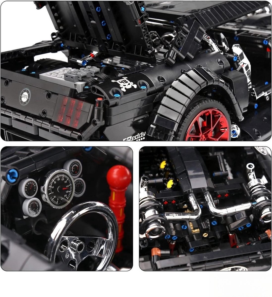 Mould King 13108 Mustang Hoonicorn mega bouwset | City fast racing champions adventure | Creator classic motor bouwpakket | Technische speelgoed ideas voor volwassenen & kinderen | DIY furious speed auto - geschikt voor lego | Bouwdoos met 3201 bloks — afbeelding 7