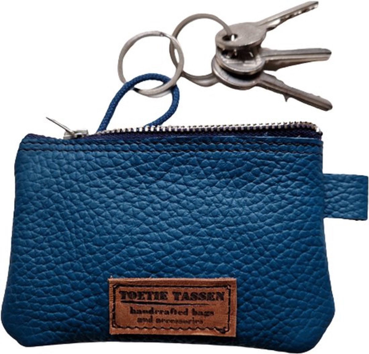 Toetie & Zo - Sleutelmapje - Leer - Turquoise - Petrol - Blauw - Handgemaakt - Pasjesmapje - Leder - 12x8 cm