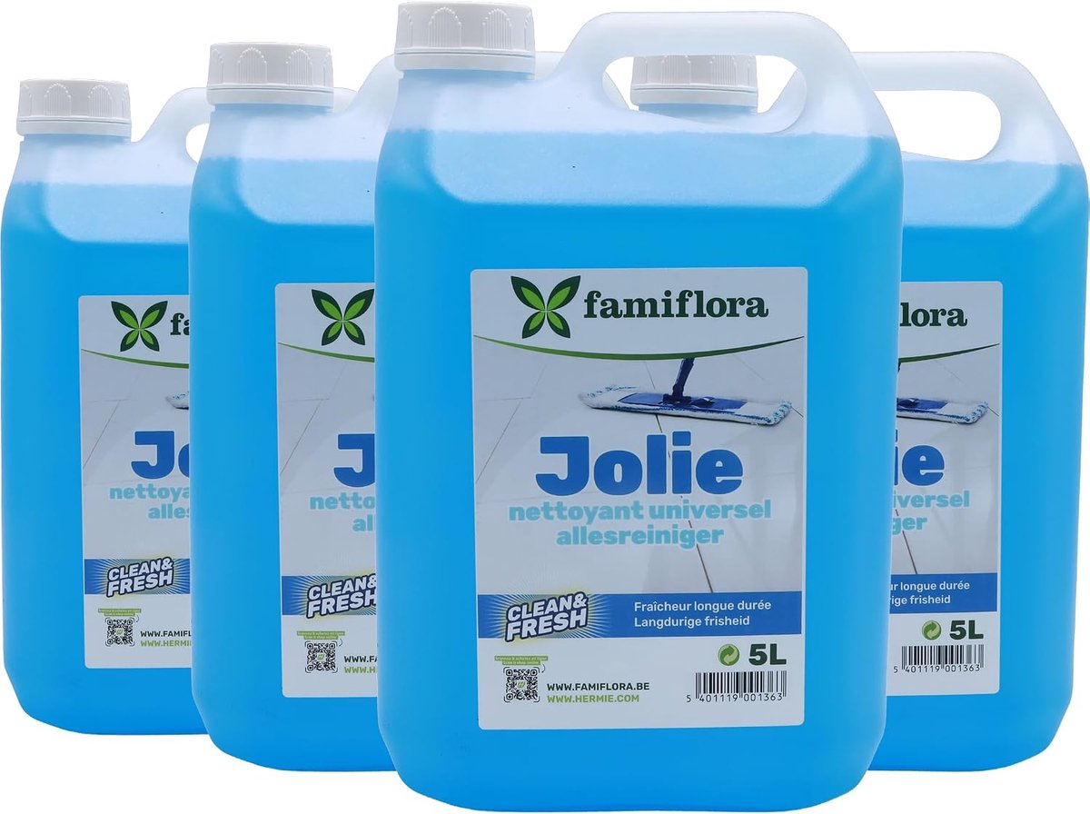 SnelShoppen - Allesreiniger Jolie Voordeelverpakking 20L (4 x 5L) - Flower - Bloemengeur - Grondig Reinigen Voor Keuken, Badkamer en Meer
