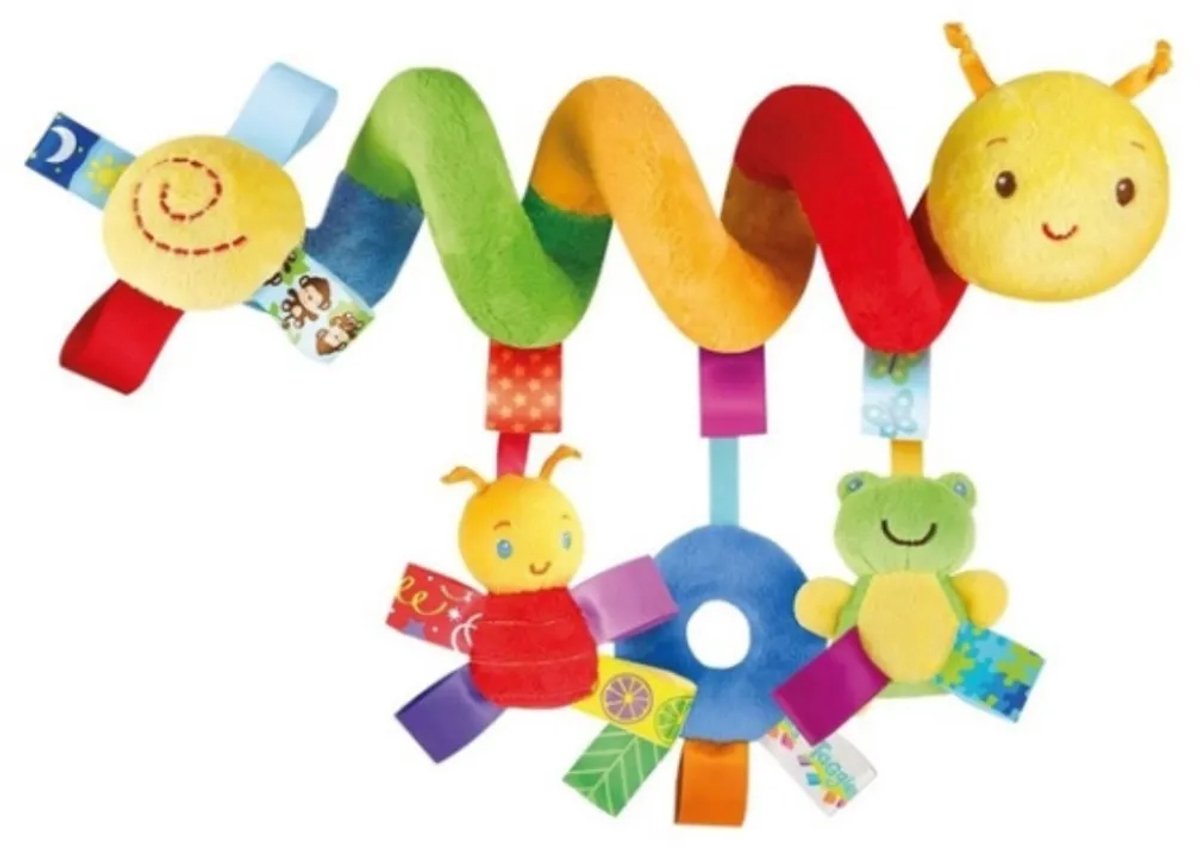 Babywieg rammelaar met cartoonfiguur, hangend pluche spiraalvormig veiligheidsspeelgoed voor de kinderwagen, educatief speelgoed voor jonge kinderen, speelgoed voor in de autostoel